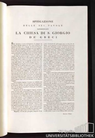 Spiegazione delle sei Tavole rappresentanti la Chiesa di S. Giorgio de' Greci
