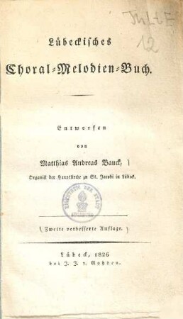 Lübeckisches Choral-Melodien-Buch