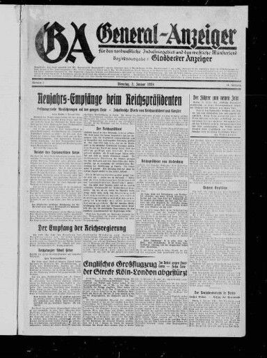 Titelseite einer Zeitung