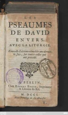 Les Pseaumes De David En Vers, Avec La Liturgie