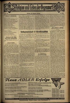 Zweite Ausgabe vom Sonntag, den 28. Mai 1933.