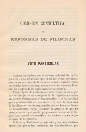 Comision consultiva de reformas de Filipinas. Voto particular