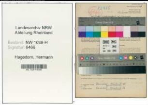 Entnazifizierung Hermann Hagedorn , geb. 10.03.1916 (Kaufmann)