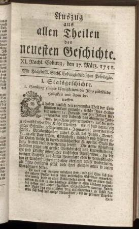 XI. Nachl. Coburg, den 17. März. 1751.
