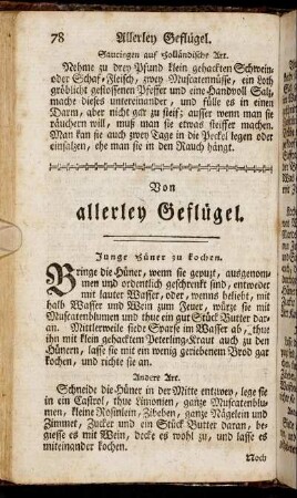 Von allerley Geflügel.
