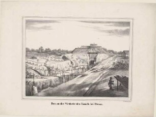 Bau an der Westseite des Eisenbahntunnels bei Oberau (Niederau-Oberau) bei Meißen