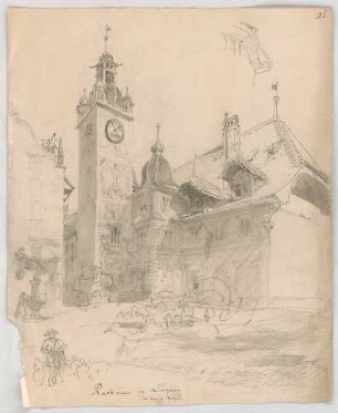 Bauernfeind, Gustav; Italien; Österreich; Schweiz; Studien- und Reiseskizzen - Rathaus in Luzern (Perspektive)