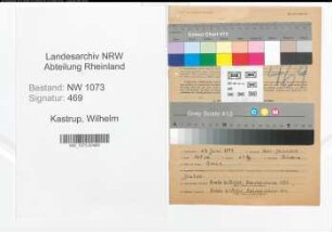 Entnazifizierung Wilhelm Kastrup , geb. 27.06.1897 (Baeckermeister)