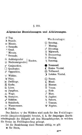 Allgemeine Bezeichnungen und Abkürzungen.