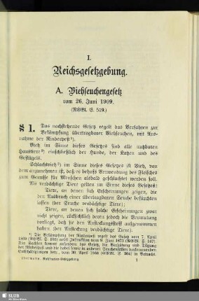 I. Reichsgesetzgebung
