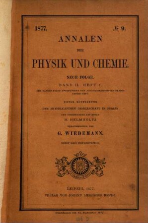 Annalen der Physik. 238 = N.F., Bd. 2. 1877
