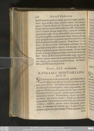 Epist. XCV. Mediolanum. Raphaeli Montorfano suo S. D.