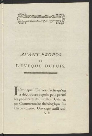 Avant-Propos De L'Évèque Dupuis