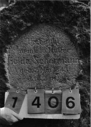 Grabstein 1406 [Hahn S. 188 Grab-Nr. 1507]: Grabstein 140 (Detailaufnahme ) [Hahn S. 188 Grab-Nr. 1507]