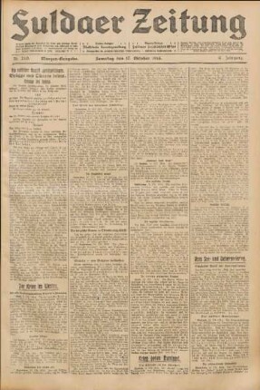 Ausgabe vom Samstag, den 17. Oktober 1914.