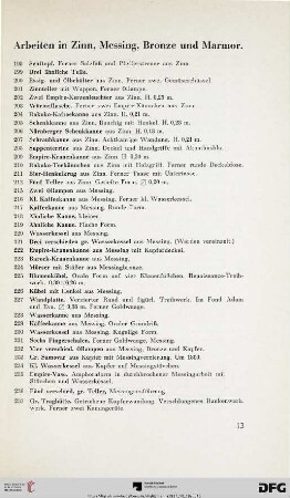 Arbeiten in Zinn, Messing, Bronze und Marmor (Nr. 198-334)
