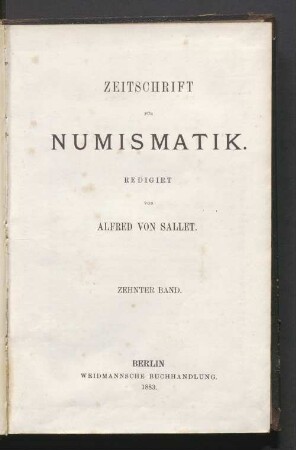 10.1883: Zeitschrift für Numismatik