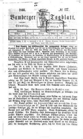 Bamberger Tagblatt. 1866 = Jg. 33, [2] = Juli - Dez