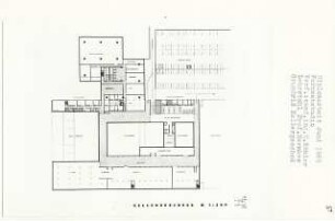 Fernsehstudio (Diplomarbeit bei Bernhard Hermkes): Grundriss Kellergeschoss 1:200