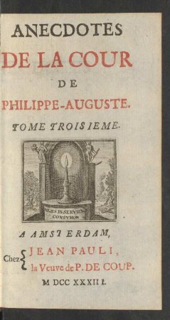 T. 3: Anecdotes De La Cour De Philippe-Auguste