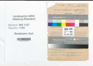 Entnazifizierung Kurt Bertelmann , geb. 16.09.1901 (Ingenieur)