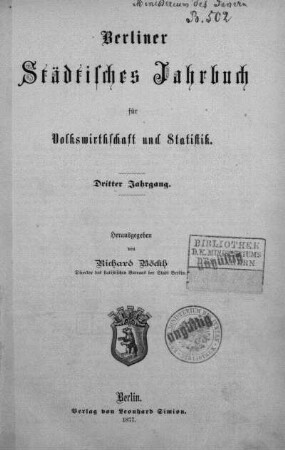 3.1875: Berliner städtisches Jahrbuch für Volkswirthschaft und Statistik