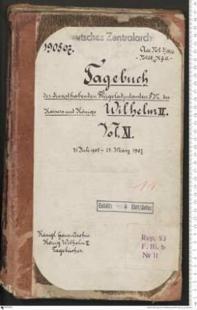 Journal der diensthabenden Flügel-Adjutanten Kaiser Wilhelms II.