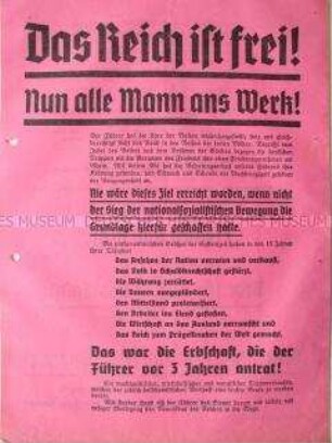 Wahlaufruf der NSDAP zu den Reichstagswahlen vom 29.03.1936
