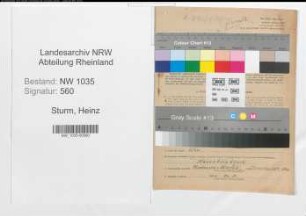 Entnazifizierung Heinz Sturm , geb. 23.12.1909 (Angestellter)