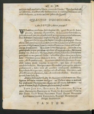 Quaestio Duodecima. An Deus sit Autor peccati?