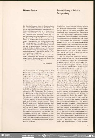 Standardisierung - Vielfalt - Formgestaltung