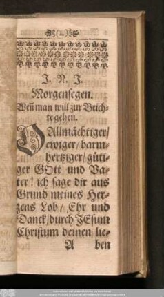 Morgensegen. Wen[n] man will zur Beichte gehen.