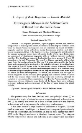 3. Aspects of rock magnetism - oceanic material