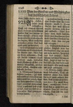 LXXI. Von der Eitelkeit und Mühseligkeit des menschlichen Lebens.