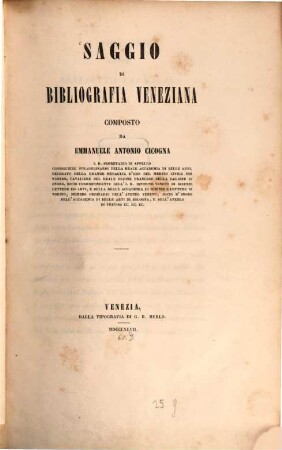Saggio di bibliografia veneziana, 1