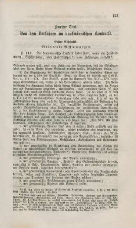 Zweiter Titel. Von dem Verfahren im kaufmännischen Konkurse.