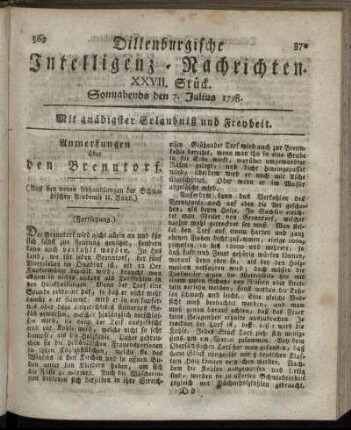 XXVII. Stück. Sonnabends den 7. Julius 1798.