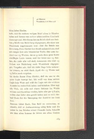 An Herder Wandsbeck, den 6. März 1776