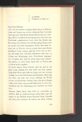 An Herder Wandsbeck, den 6. März 1776