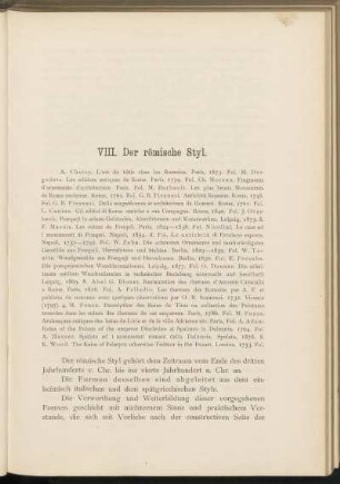VIII. Der römische Styl.