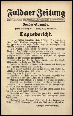 Ausgabe vom Mittwoch, den 03. März 1915.