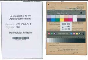 Entnazifizierung Wilhelm Hoffmeister , geb. 18.06.1906 (Mechaniker)