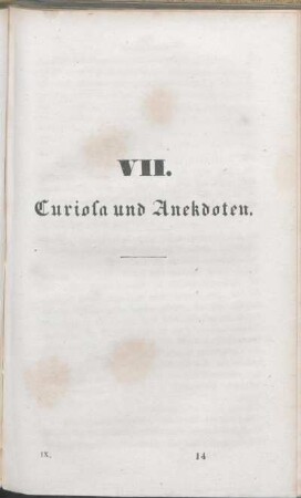 VII. Curiosa und Anekdoten.