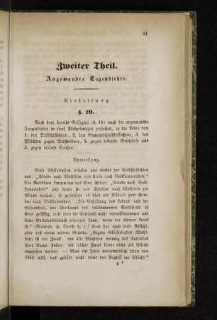 Zweiter Theil. Angewandte Tugendlehre.