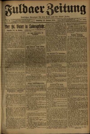 Erste Ausgabe vom Sonntag, den 22. Januar 1922.