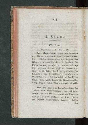 II. Stuffe. IV. - VI. Sinn