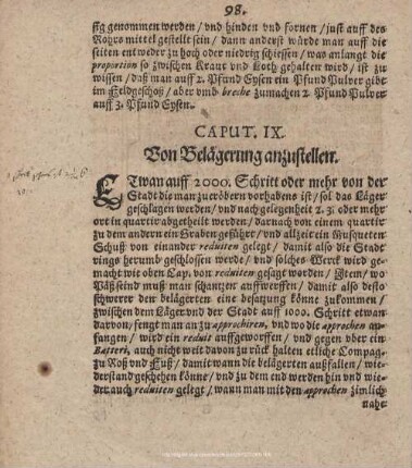 CAPUT. IX. Von Belägerung anzustellen.