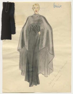 Guix - Ein bodenlanges Kleid mit Cape, mit Materialprobe (Archivtitel)