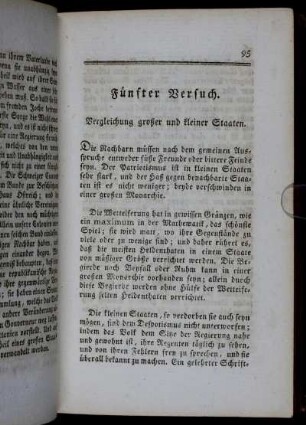 Fünfter Versuch. Vergleichung großer und kleiner Staaten.