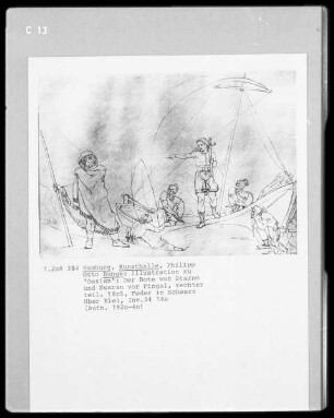 Illustrationsentwürfe zu "Ossian" — Der Bote von Starno und Swaran vor Fingal, Folio recto